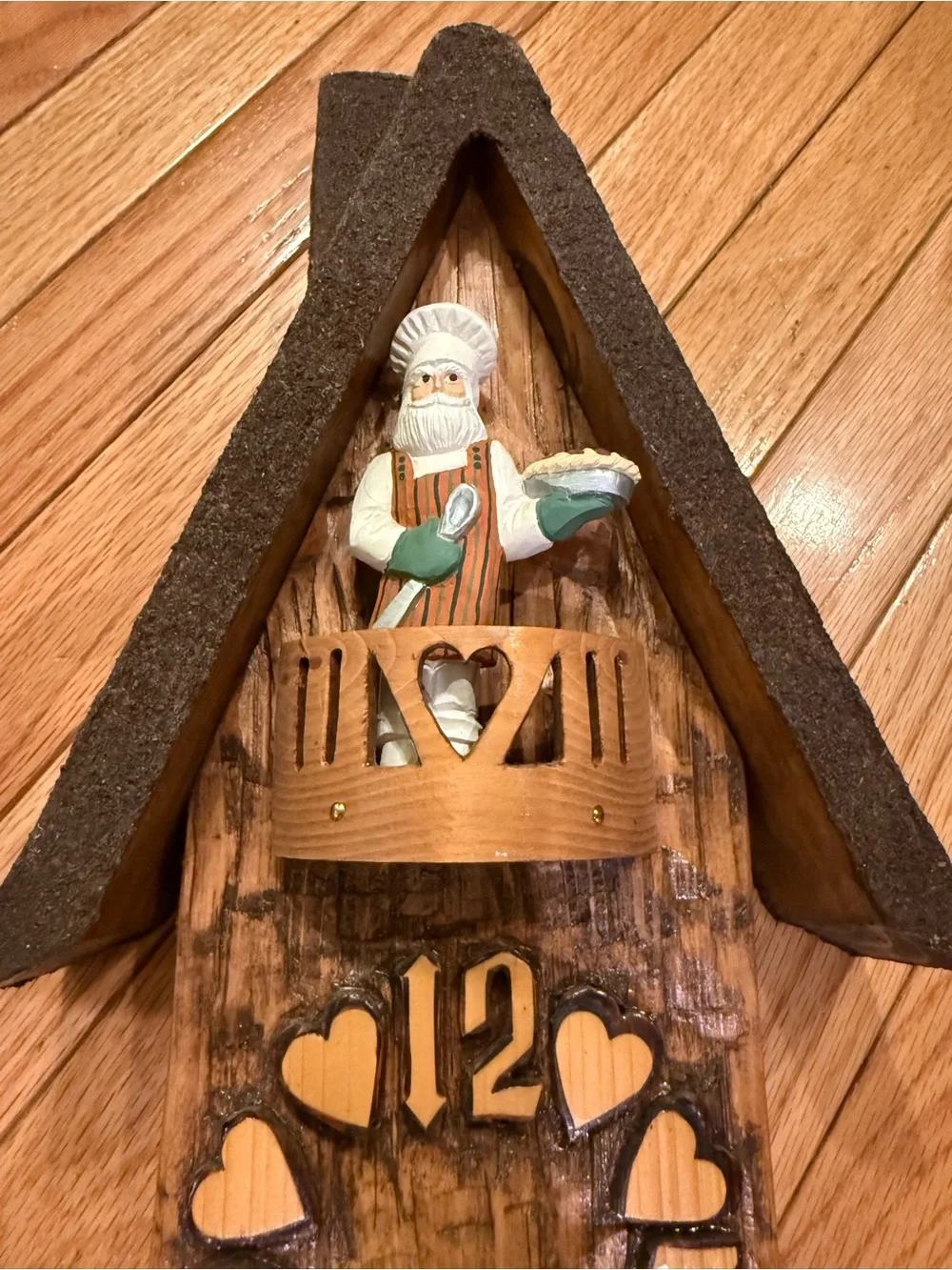 Rustic Wooden Wall Kitchen Clock Chef Figure Edielweiss Germany